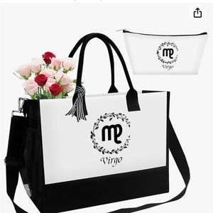 Tote Bag for Women Horoscope Beach Bag Zipper
Closure Canvas Tote Bag